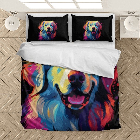 Watercolor Colorful Great Pyrenees Bedding Sets