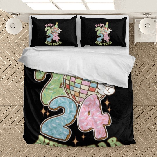 Happy New Year 2024 disco ball party Bedding Sets