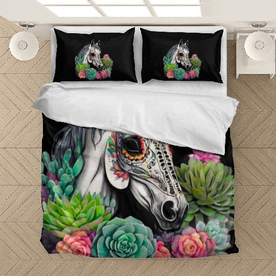 Horse Succulent Sugar Skull Bedding Sets