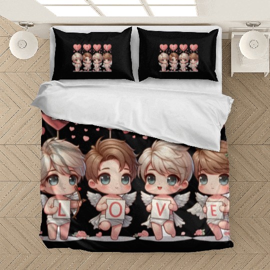 Cute Cupid Cherub Angel Low Poly Valentine's Bedding Sets