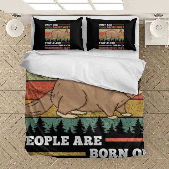 Awesomest People Groundhog Day Retro Vintage Bedding Sets