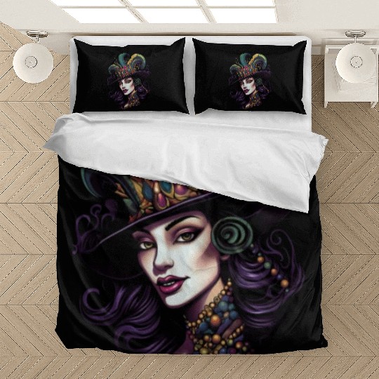 Mardi Gras Women Mardi Gras Parade Beads Jester Bedding Sets