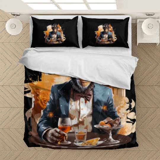 Cool Business Monkey with Drink Chimpanzee Bedding Sets