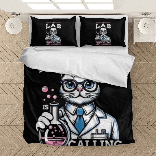 Girls Lab Calling Science Funny Lab Cat Laboratory Bedding Sets