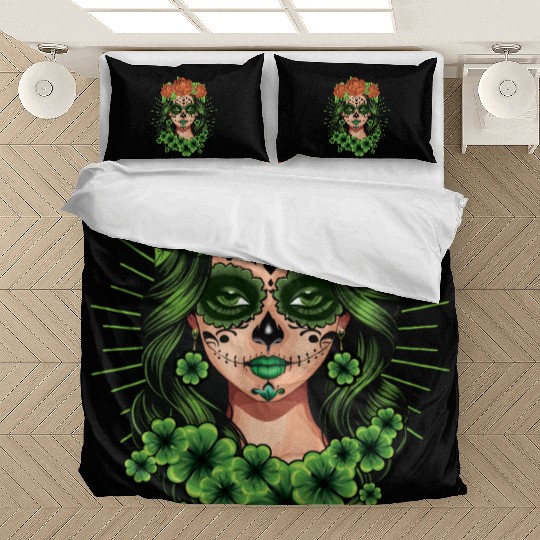 St Patrick's Day Dia De Los Muertos Catrina Bedding Sets