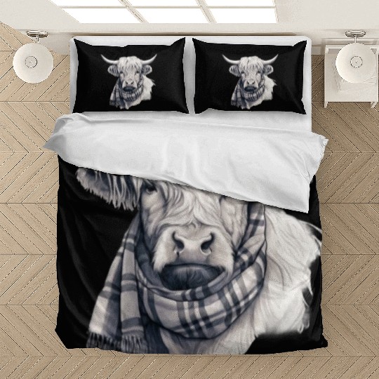 Adorable Highland Cow Wearing a Scarf Bedding Sets