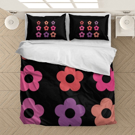 Large and small pink multi-colored flowers Bedding Sets
