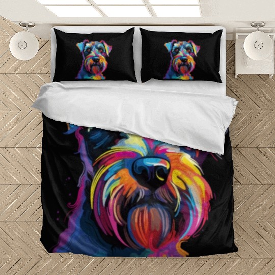 Watercolor Colorful Miniature Schnauzer Bedding Sets