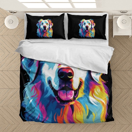 Watercolor Colorful Great Pyrenees Bedding Sets