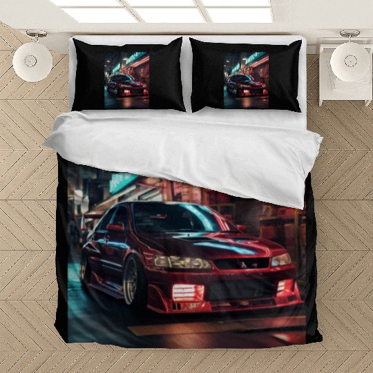 Japan EVO Graphic Japanese Night Market Drift Car Bedding Sets