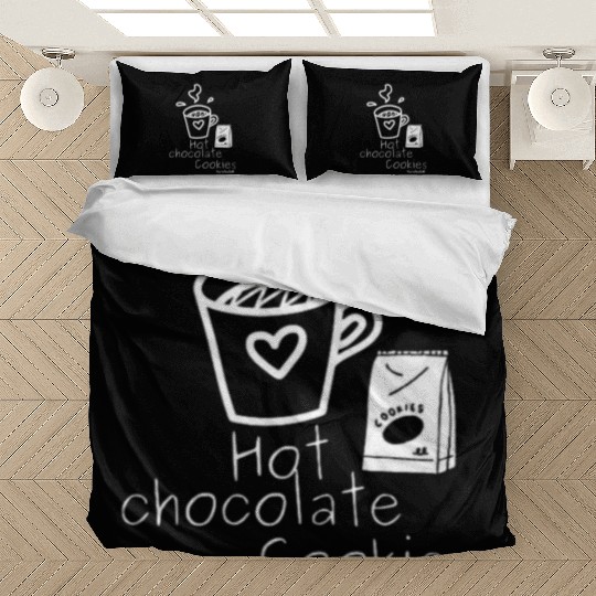 Hot chocolate cookies Yardside font logo white Bedding Sets