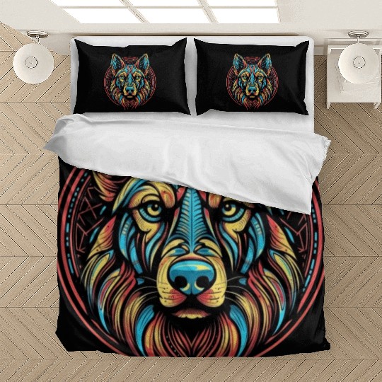 German Shepherd Funny Dog Street Art Comic Pet Bedding Sets
