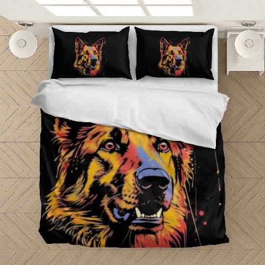 German Shepherd Funny Dog Street Art Comic Pet Bedding Sets