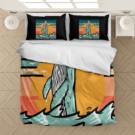 Whales Save The Whales Vintage Whale Watching Ocea Bedding Sets