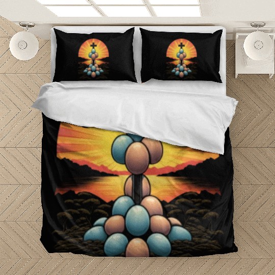 Christian Easter Day Cross Easter Egg Hunt Bedding Sets
