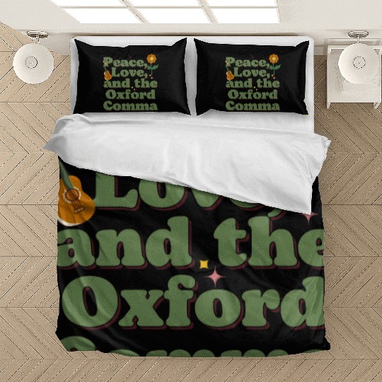 Funny Oxford Comma Peace Love and the Oxford Comma Bedding Sets