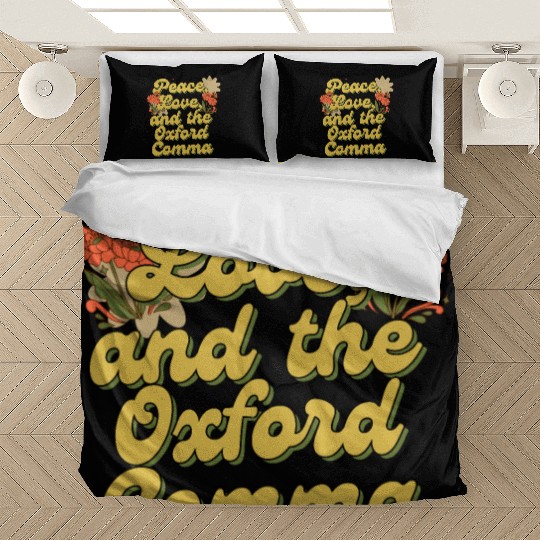 Funny Oxford Comma Peace Love and the Oxford Comma Bedding Sets