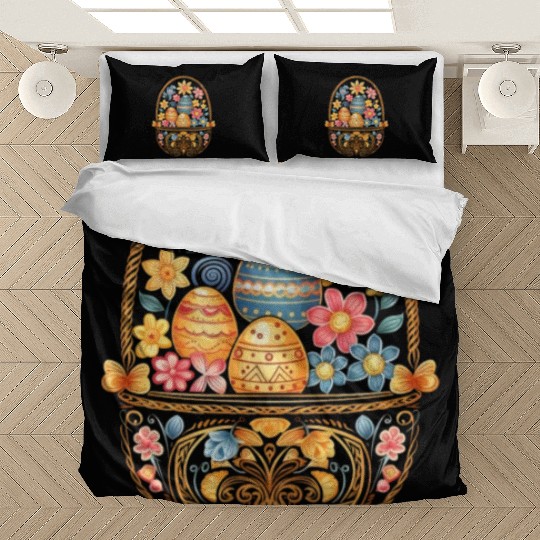 Easter Day Easter Egg Basket Mandala Art Egg Hunt Bedding Sets