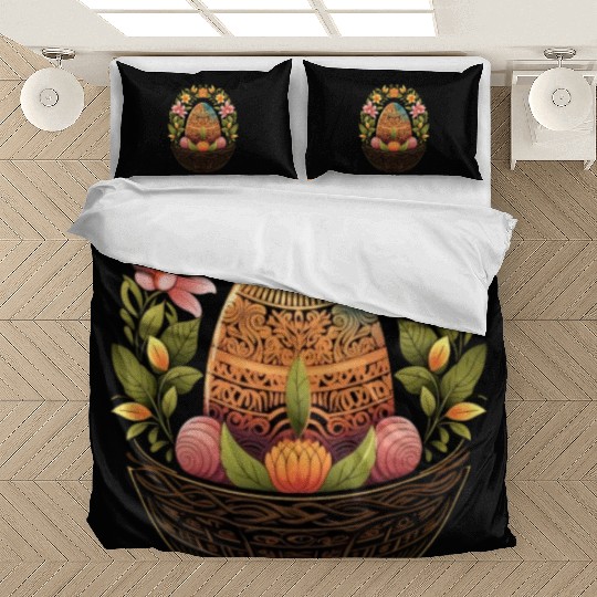 Easter Day Easter Egg Basket Mandala Art Egg Hunt Bedding Sets