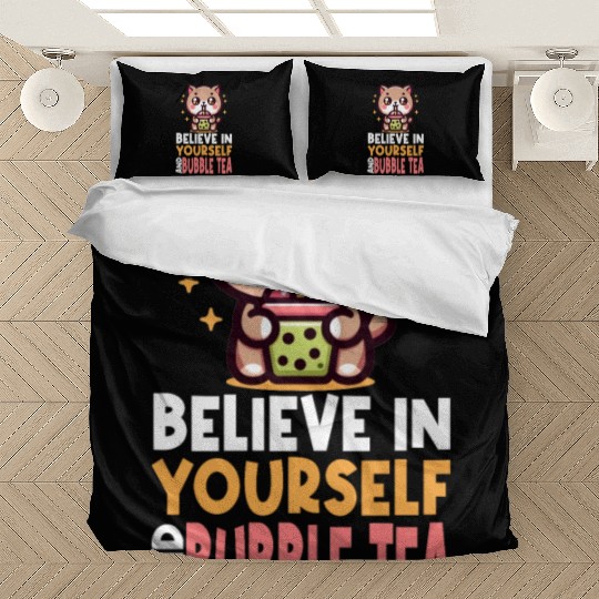 Kawaii Cat Bubble Tea Boba Drink Korean Asian Bedding Sets