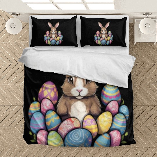 Easter Bunny Rabbit Colorful Eggs Easter Egg Hunt Bedding Sets