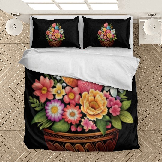 Easter Day Easter Egg Basket Spring Flowers Bedding Sets