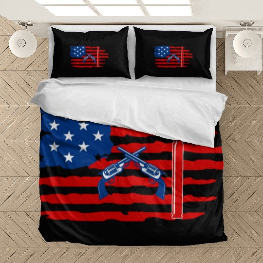 USA flag with gun Bedding Sets