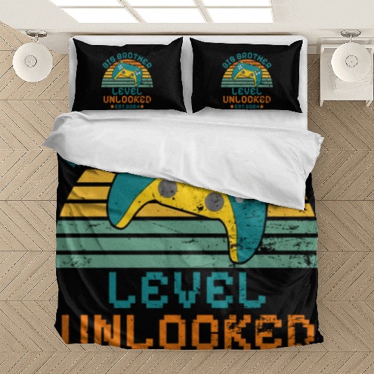 Level Unlocked Vintage Retro Gamer Big Brother Bedding Sets