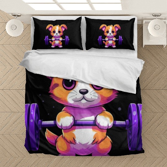 Cute Puppy Lifting Gym & Fitness Bedding Sets
