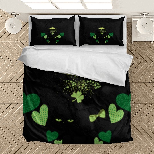 LUCKY ST PATS BLACK CAT Feline Kitty Design Bedding Sets