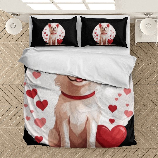 Dog love heart valentine day motif Bedding Sets