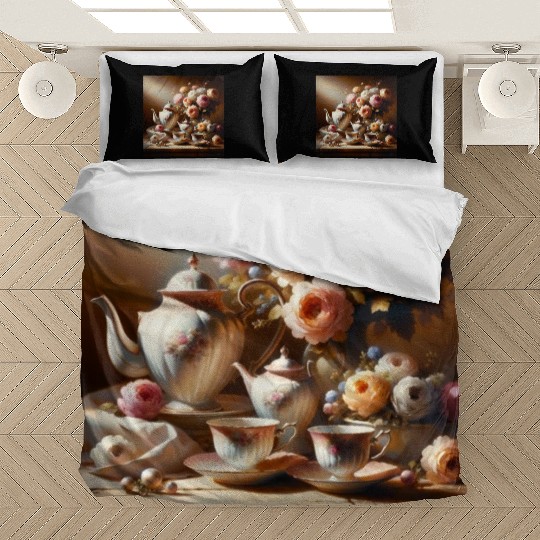 Timeless Elegance Vintage Tea Set Still Life Bedding Sets