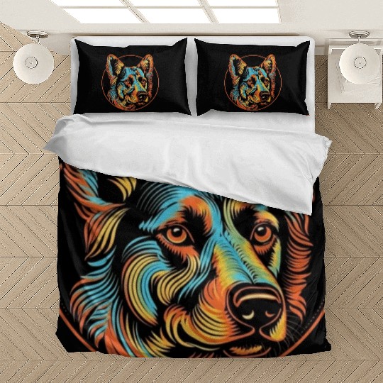 German Shepherd Funny Dog Street Art Comic Pet Bedding Sets