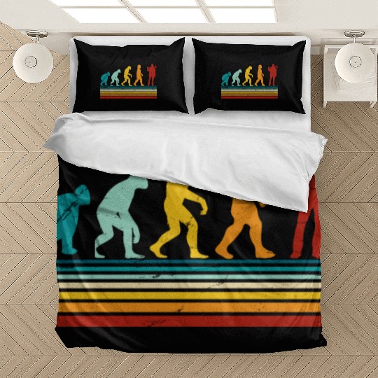 Retro Lumberjack Evolution - From Monkey to Human Bedding Sets