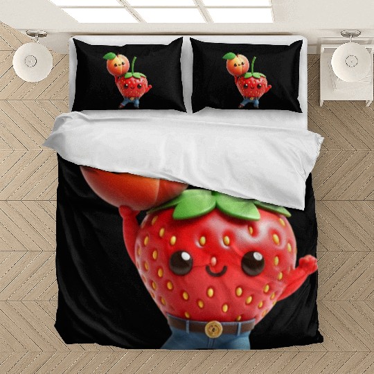 Dancing strawberry with peach Bedding Sets