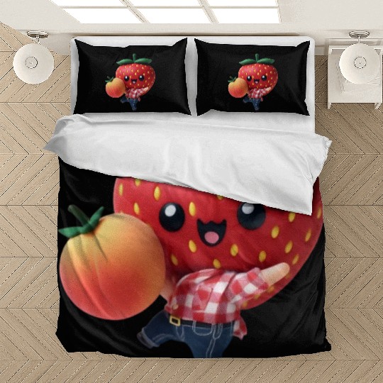 Dancing strawberry with peach Bedding Sets