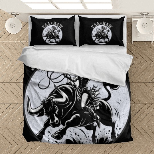 Cowgirl Lasso Riding Silhouette Bedding Sets