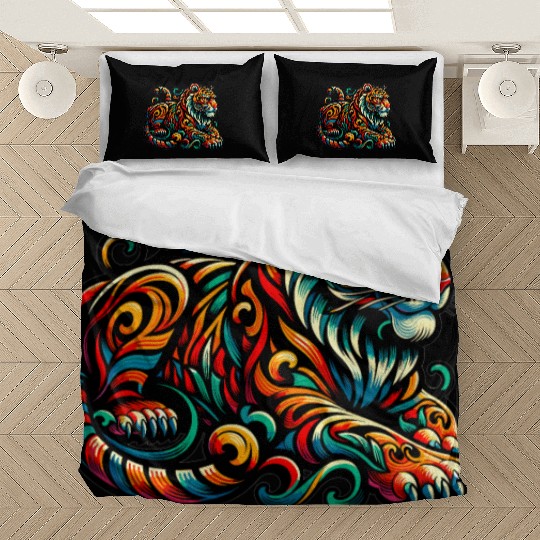 Tiger Tattoo Tribal Chinese Zodiac Bedding Sets