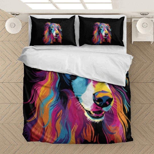 Watercolor Colorful Russian Greyhound Bedding Sets