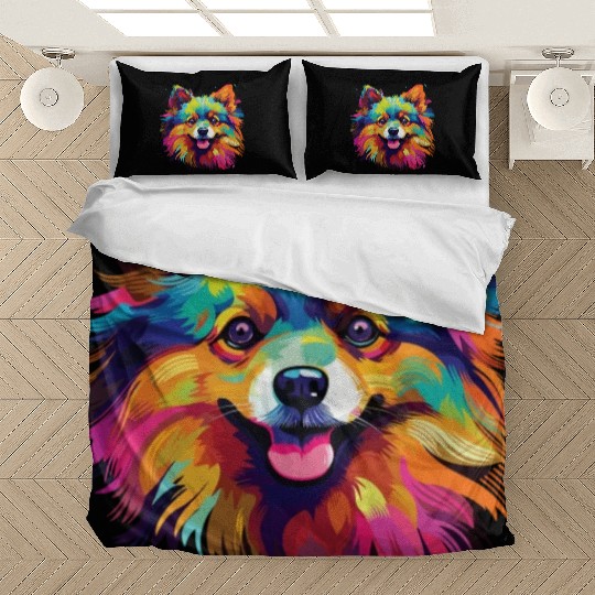 Watercolor Colorful Pomeranian Bedding Sets