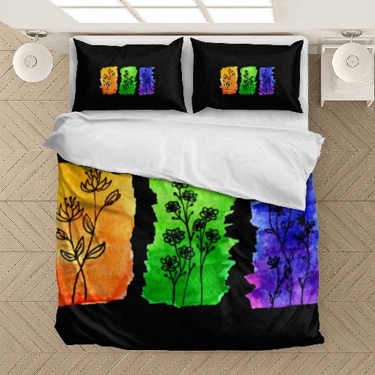 Yellow Green Blue Flowers Bedding Sets