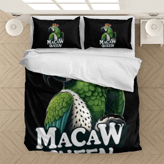 Green Macaw Ornithologist Macaw Queen Bedding Sets