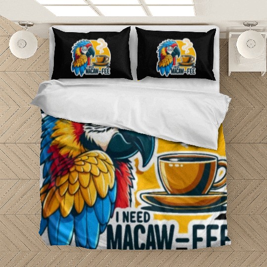 Blue Gold Macaw Macaw-Fee Coffee Lover Bedding Sets