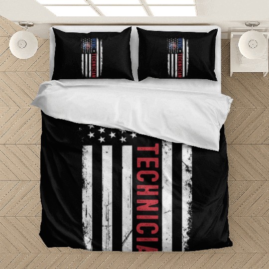 HVAC Technician US American Flag HVAC Mechanic Eng Bedding Sets