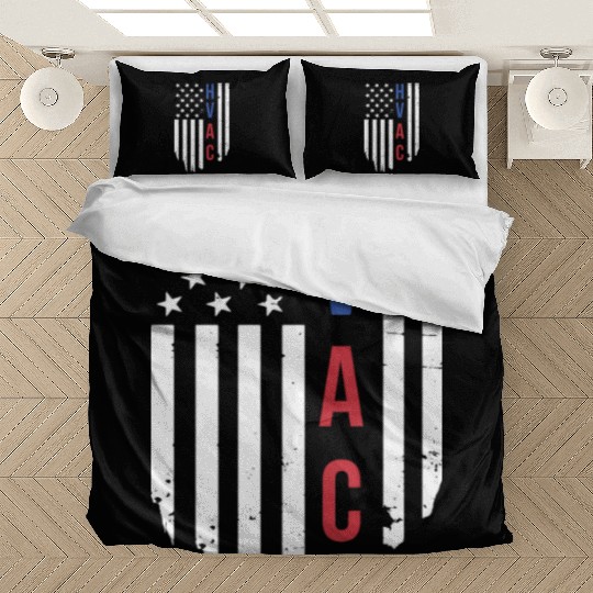 HVAC Technician US American Flag HVAC Mechanic Bedding Sets
