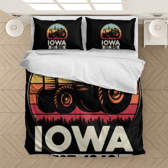 Iowa Vintage Tractor Farmer Gifts Bedding Sets