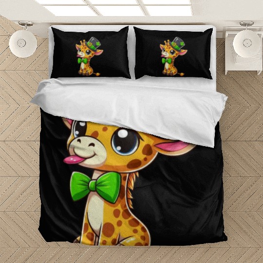 St. Patrick's Day Giraffe: Cute Kawaii Style Bedding Sets