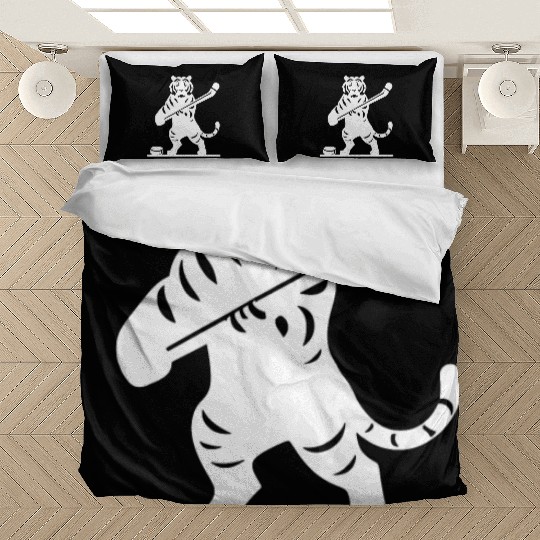 Tiger Hockey Player Silhouette Bedding Sets