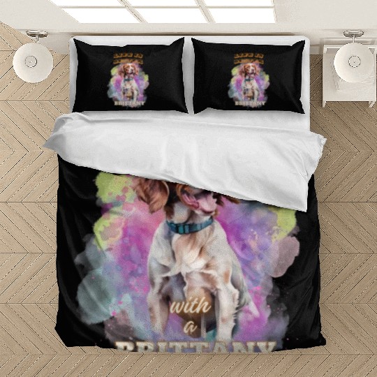Surrealism Starry Night Brittany Spaniel Dog Bedding Sets