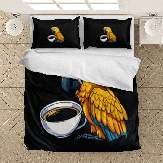 Gold Macaw Macaw-Fee Coffee Lover Bedding Sets